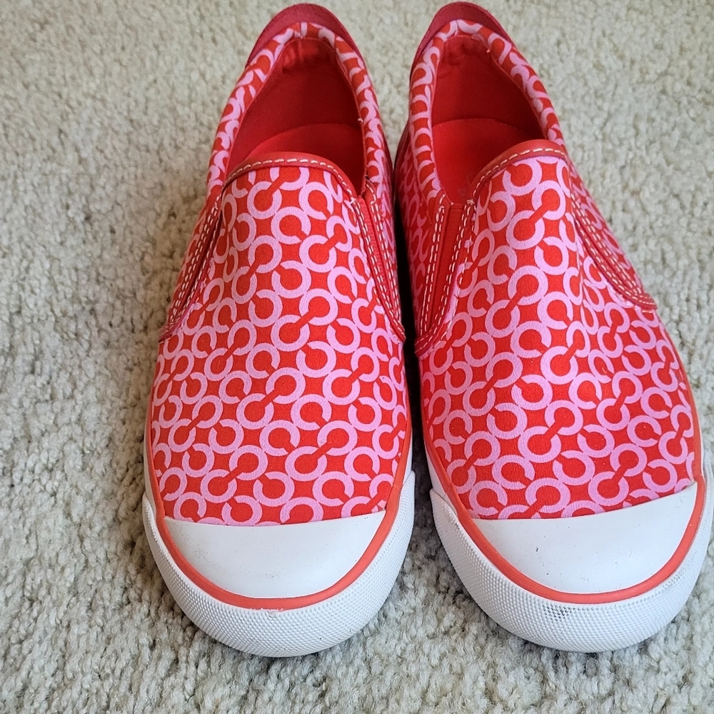 Coach Red and white Slip-On Sneakers, size 6.5